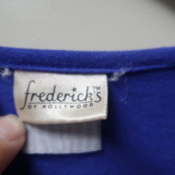Frederick's of Hollywood dress women's small blue sexy v beck long sleeved - Picture 2 of 4
